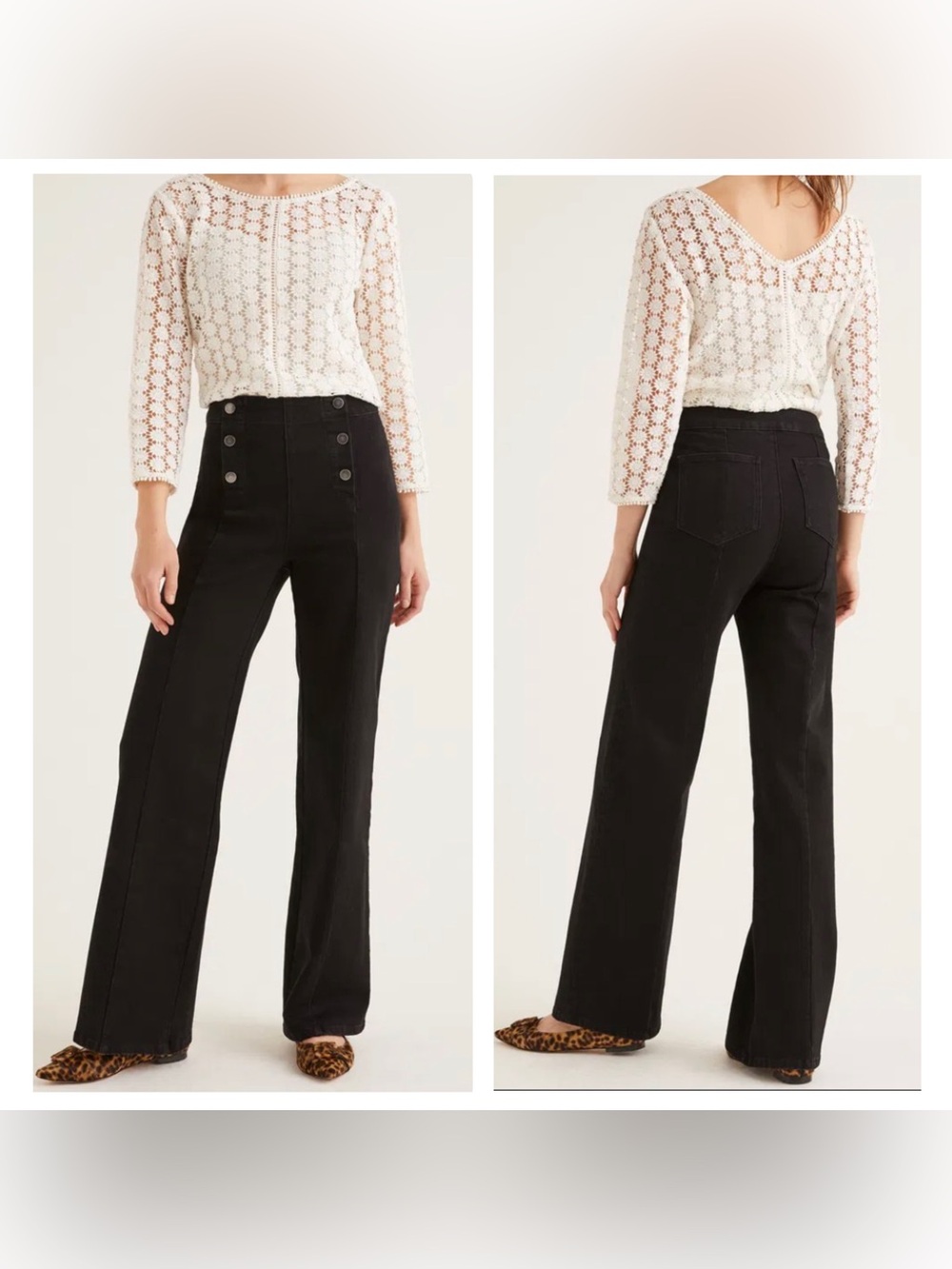 NEW Boden Sailor Wide Leg Jeans in Black Size 8R